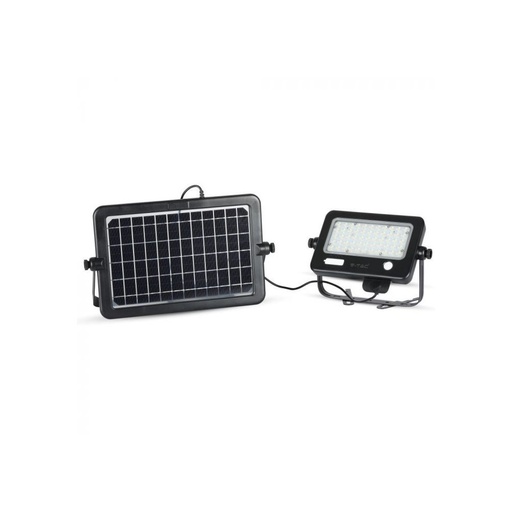 [12156-13288] V-Tac 10W LED Solcelle Projektør - Sort inkl. sensor og IP65: Effekt 10W, 1100lm, RA80, velegnet til udendørs brug