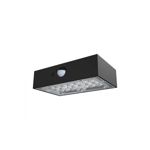 [12179-13277] V-Tac 3W Solcelle Væglampe LED - Sort, Med Sensor, Vandtæt IP65