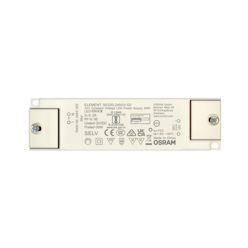 [12198-0] Osram 30W strømforsyning - 12V DC, 2,5A, IP20 indendørs - Effekt: 30W, Input: 230V, Output: 12V
