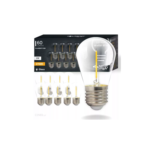 [5031-9687] 10 stk 2W LED pære - ST14, COB filament, klart glas, E27, 230V, 140lm, RA80