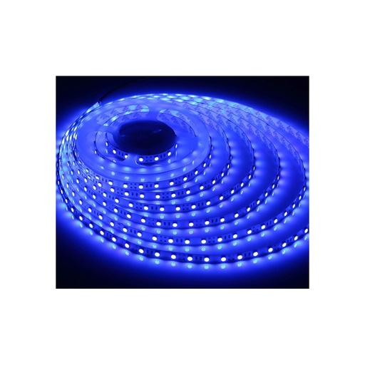 [5206-0] Blå LED-strips på 5 meter med 60 LED pr. meter og en effekt på 14,4W/m ved 24V, IP20 og RA80.
