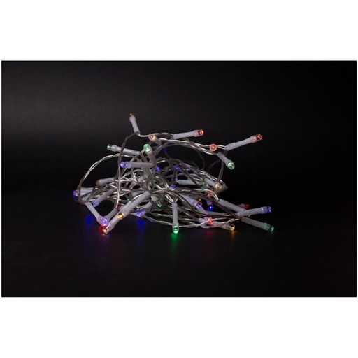 [5265-0] 4 meter multicolor LED julelyskæde med 48 LED, IP44 til udendørs brug, indbygget timer og batteridrevet