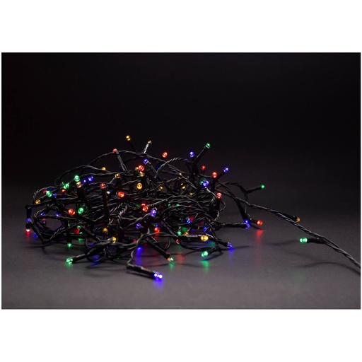 [5275-0] 5 meter multicolor LED julelyskæde - 50 LED, IP44 udendørs, IR fjernbetjening, timer, batteridrevet.