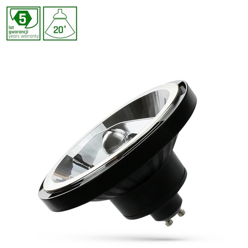 [5681-9838] LED AR111 GU10 230V 10W 20° Varm Hvid sort Spectrum Spotlight - Effekt: 10W, Input: 230V, 800lm