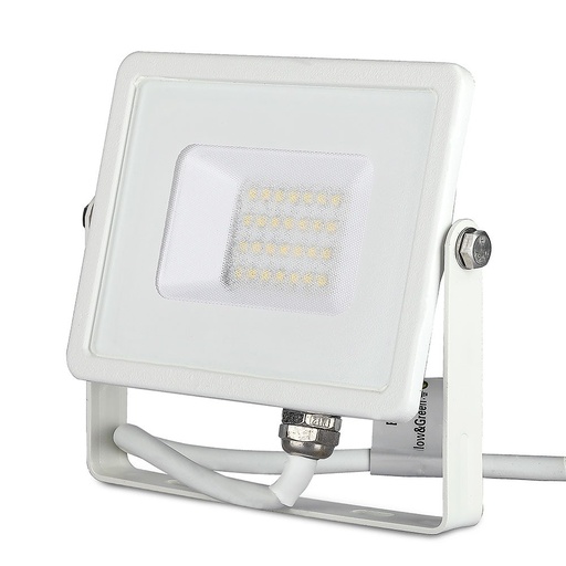 [24991-17074] Projektør 20W med Samsung chip, 6400K, hvid hus - 1600lm, RA80, IP65, 5 års garanti