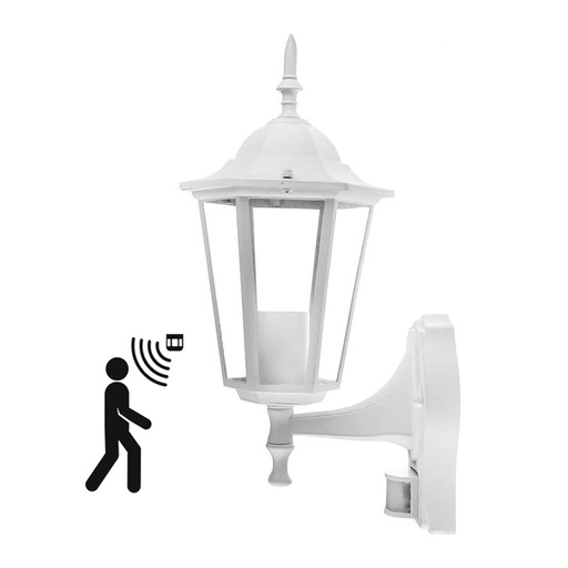 [4581-0] V-Tac hvid udendørs væglampe m. sensor - IP44, E27 fatning (Uden lyskilde)