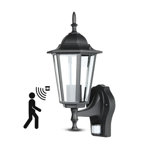 [4582-0] V-Tac udendørs væglampe med sensor - IP44, E27 fatning, uden lyskilde – 3 års producentgaranti