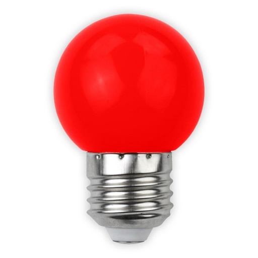 [4665-9599] Rød 1W Farvet LED Kronepære - Matteret - Stor E27 Fatning (230V, 30lm, RA80)