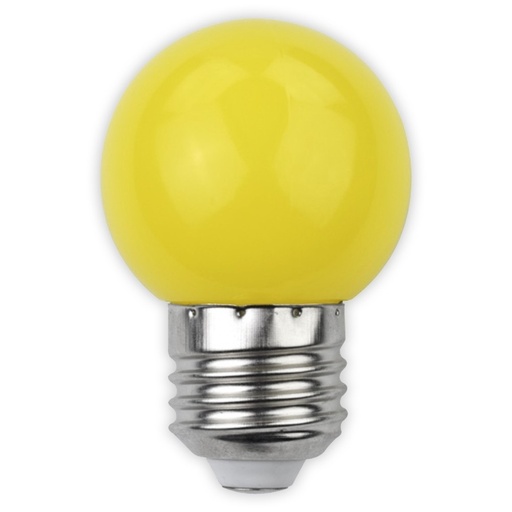 [4667-9601] Gul LED kronepære - 1W, E27 fatning, matteret, 230V, 30lm, RA80