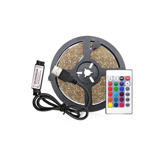 [4680-0] USB RGB LED strip til TV og PC - Inkl. controller og fjernbetjening