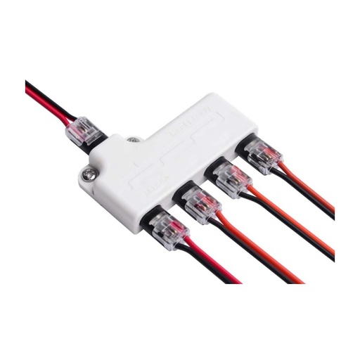 [4692-0] IDC 4-vejs splitter - IP20, 5V-36V, 6A - Strømfordeler med 4 udgange til enheder fra 5V til 36V og en maksimal strømstyrke på 6A - IP20-klassificering for indendørs brug.