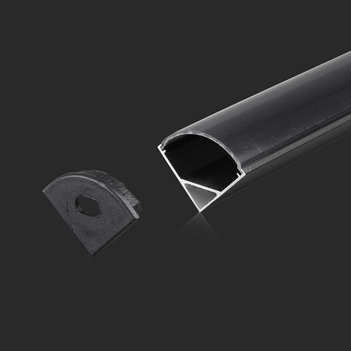 [25558-0] Monteringssæt med diffuser til LED-strip, Sort, 2000x15,8x15,8mm