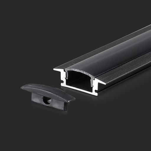[25559-0] Monteringssæt til LED-stribe med diffuser i sort - 2000x24,7x7mm