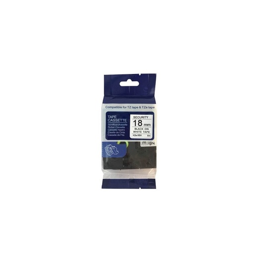 [8895-0] Outlet: Brother TZe-SE4 sort på hvid sikkerhedstape 18mm x 8m - kompatibel tape til Brother labelmaskiner