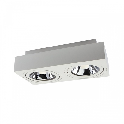[6542-0] MIRORA 2x AR111 OVERFLADE GU10 250V IP20 HVID rektangel lysarmatur - 230V indgang