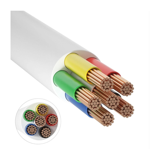 [8570-0] 12-24V RGB+CCT kabel, hvid rund, 6 x 0,5 mm², metervare - minimum 5 meter