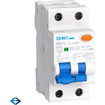 [6222100135] Kombiafbryder RCBO Chint, 1P+N, C karakteristik, 13A, 30mA, 10kA