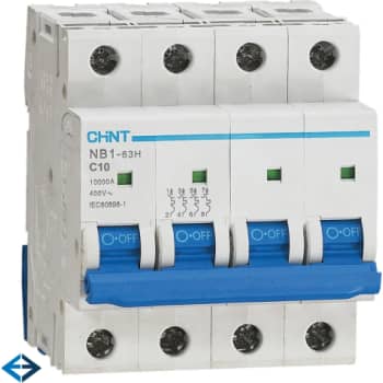 [6222100180] Automatsikring Chint NB1-63H, C 10A 3P+N, 10kA
