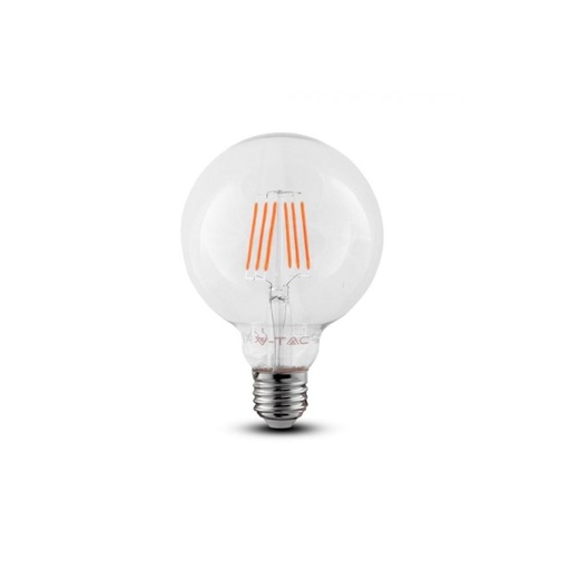 [3299-8576] V-Tac 6W LED globepære - Samsung LED chip, Kultråd, Ø12,5 cm, E27 (Erstatter 60W, 806lm, RA80)