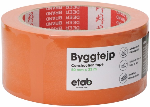 [9907009] BYGGETAPE ORANGE 50MM 33M