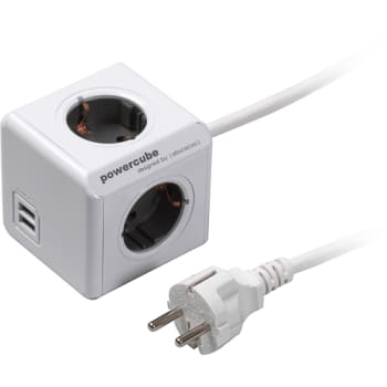[6228082396] PowerCube extended  dobbelt USB + 4 udtag med 1,5 meter ledning