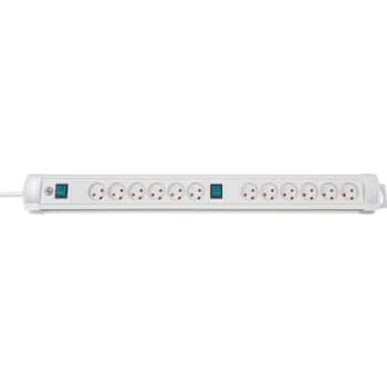[6228100776] Premium-Line Stikdåse 12 Udtag M/J M/2 Afbryder og 3M Ledn. hvid