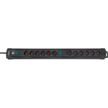 [6228100789] Stikdåse - 12 x DK jord m. 2 x afbryder, Sort (3m)