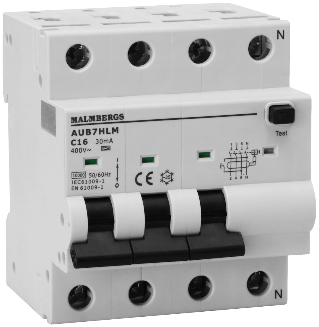 RCBO KOMBIRELÆ 16A 3P+N 30mA