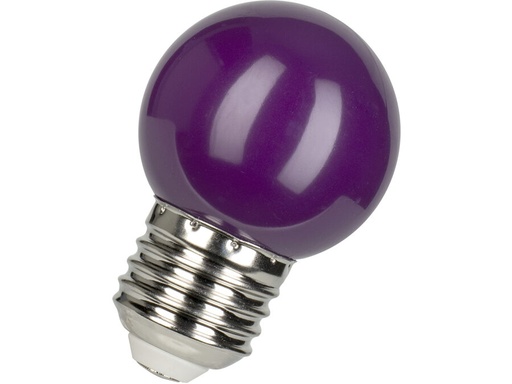 [H65237] G45 LED pære - 240VAC 1W, E27 sokkel, Lilla (IP44)