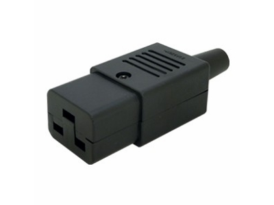 [H10708] Apparatstik - IEC320-C19 (US) hun, 250V/16A, Sort