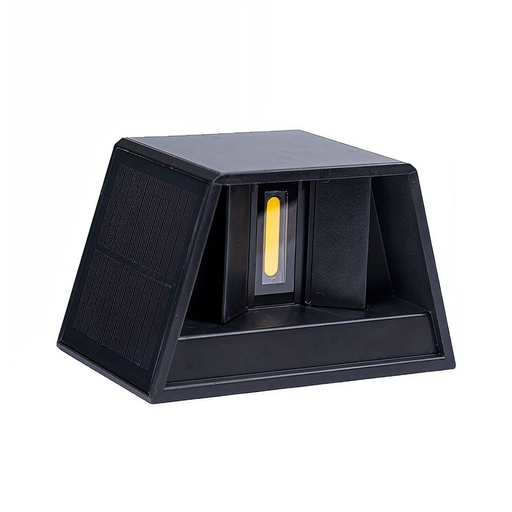 [29493-18903] Sort solcelle sensor væglampe med justerbar spredning og skumringssensor - IP54, op/ned lysretning, 6W effekt