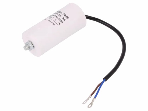 [H64937] MOTOR kondensator, 25uF 450V, M8 forskr., Ledn. (Ø45x95mm)