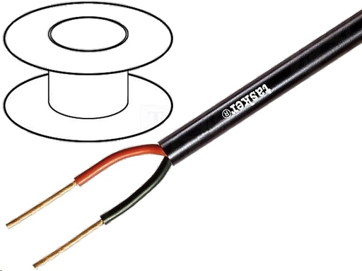[H28657] Højttalerledning - 2x2,5mm² OFC, Rund Sort (metervare)