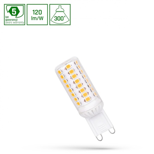 [21599-15966] LED G9 pære 4.2W 230V Varm Hvid Premium Spectrum RA80 540lm 5 års garanti