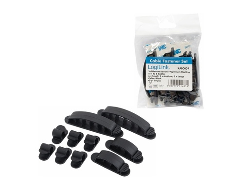 [H49294] Kabelclips m. genluk sortiment - Sort (10 dele)