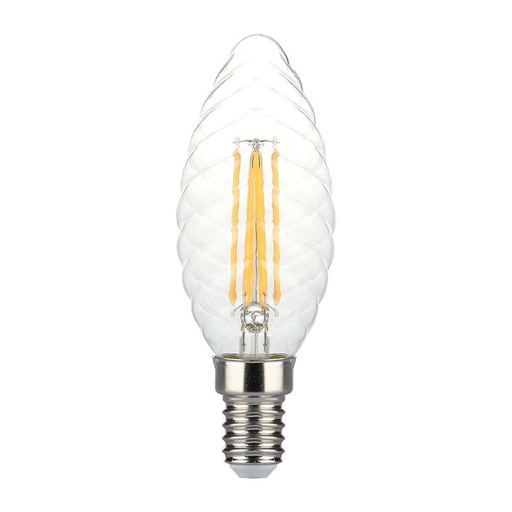 [25809-17601] 4W Kertepære E14 - LED Twisted, Filament Pære, 3000K, Dæmpbar - 400lm - RA80