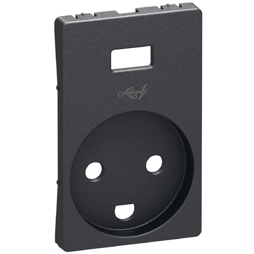 [1017055979] FUGA afdækning Stikk. m/j med 5V USB-lader Koksgrå