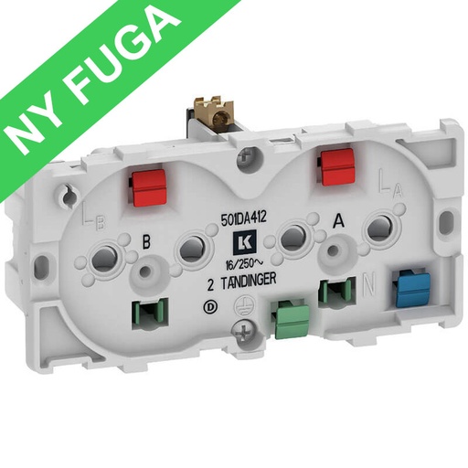 [1017056224] Fuga dobbelt stikkontakt for 2 tændinger 2-polet m