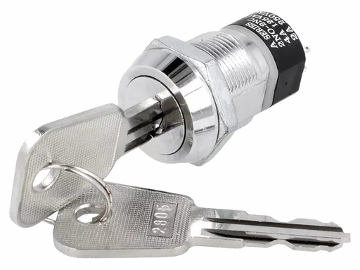 [H64891] Nøglekontakt - 2P OFF-ON (DPST), Ø19mm