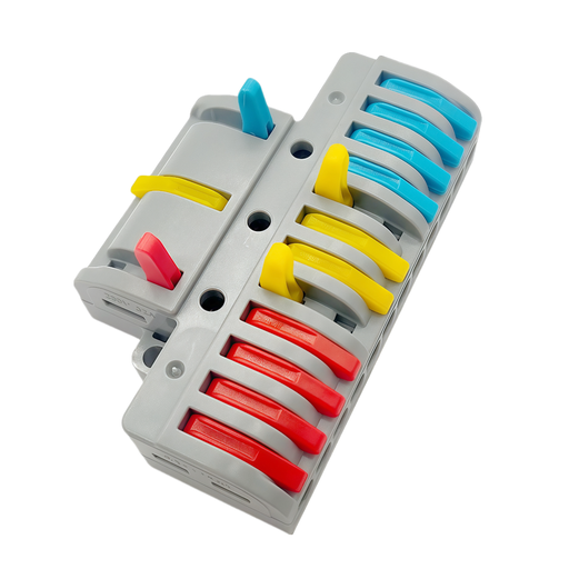 [30110-0] Skrueløs samlemuffe - 3 til 12, 250V, 32A - Elektrisk samlemuffe til sikker og nem tilslutning af ledninger med kapacitet fra 3 til 12 ledninger. Ideel til 250V og 32A strømstyrker.