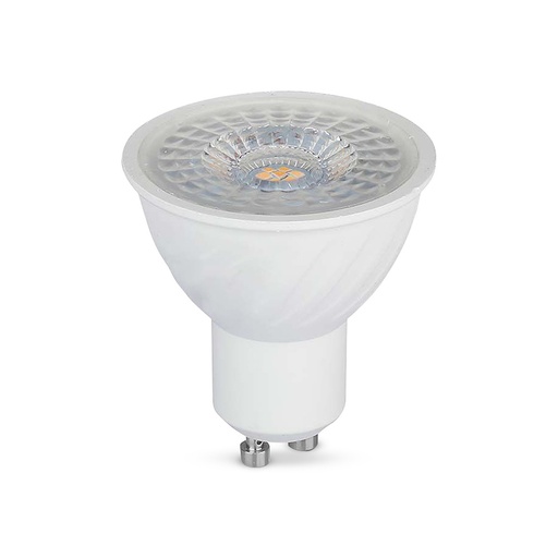 [26990-18628] 6W GU10 Spotlight i plastik, 4000K, 110d, dæmpbar - Energibesparende spot med høj farvegengivelse (RA80) - 445lm