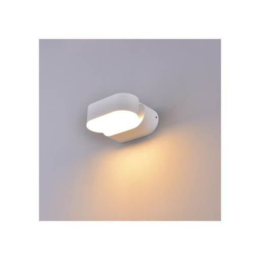 [2625-7669] V-Tac 6W LED Hvid Væglampe - Oval, Roterbar 350 Grader, IP65 Udendørs, 230V, Inkl. Lyskilde