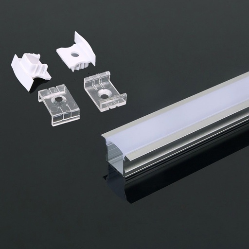 [29286-0] Monteringssæt med Diffuser til LED-stribe - Sølv, 2000x24x14.2mm