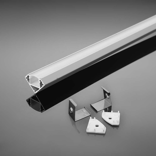 [25162-0] Monteringssæt til LED Strip PCB 12mm Hjørne Diffuser, 2000x19x19mm, Hvid