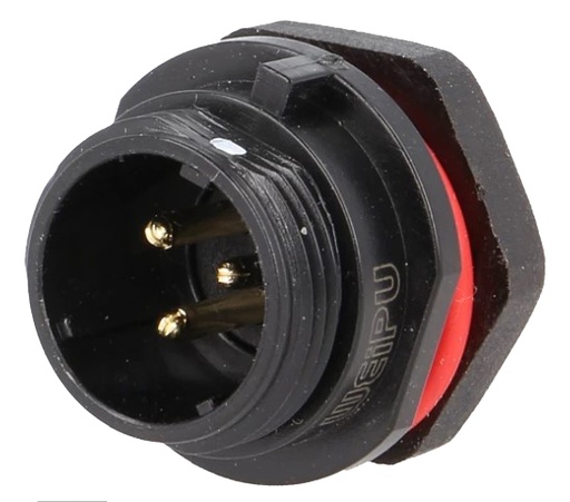 [H63579] SP13 fatning - 3pol han, 2mm², 13A, kabinet (IP68)