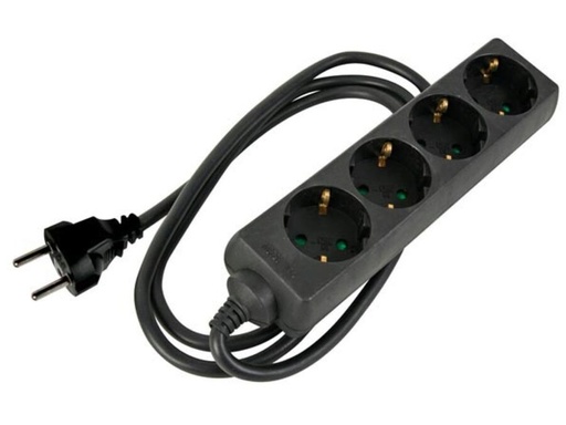 [H64258] Stikdåse - 4 x CEE7/3 hun, 3G1.5mm², Sort (5m)