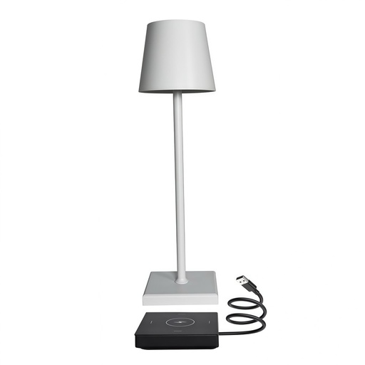 [22158-16192] Candela LED bordlampe med trådløs opladning - Hvid, IP54, touch dæmpbar, inde/udendørs