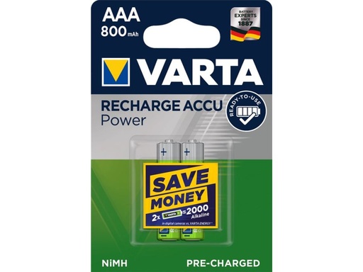 [H57704] NiMH AAA/HR03 batteri - 1,2V / 800mAh, ReadyToUse (2 stk.)