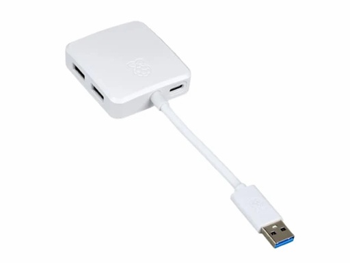 [H65594] Raspberry Pi USB 3.0 hub - 4xUSB-A, 1xUSB-C, Hvid