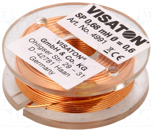 [H61265] Delefilterspole luft - 0,68mH, 1ohm, Ø37x12mm